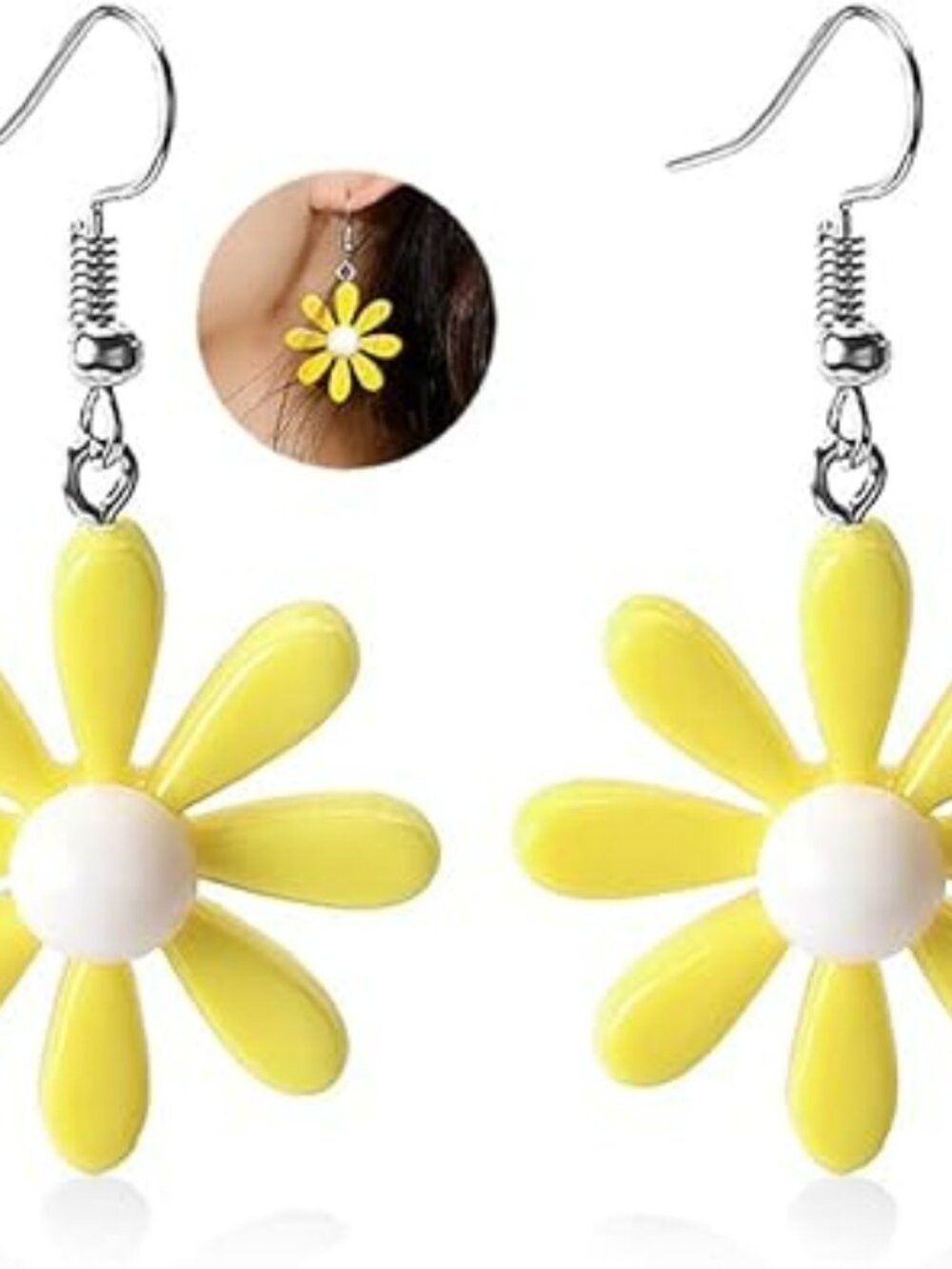 New Flower Daisy Earrings Acrylic Unique Dangle Drop Earring Wild Lily Petals